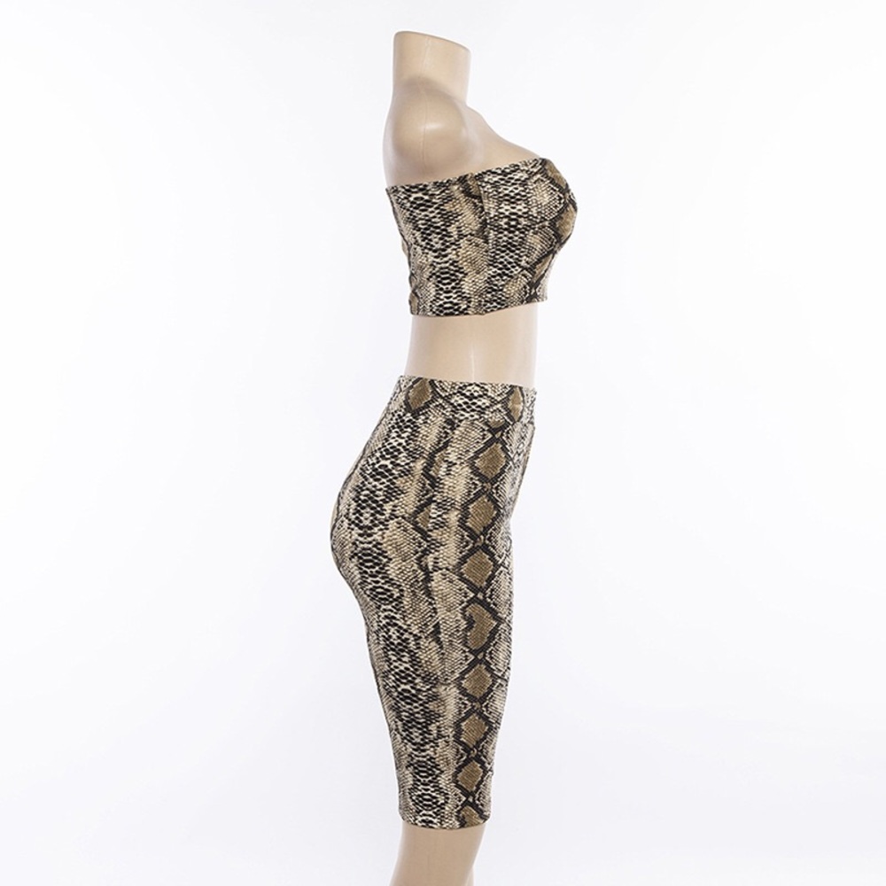 NEW! Snake Print Biker Shorts Bandeau Set - Picture 5 of 7